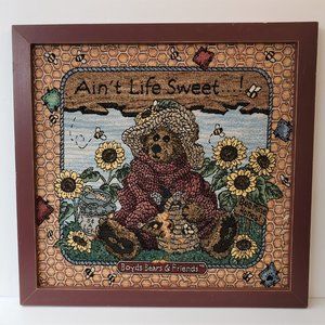 Boyds Bears & Friends Ain't Life Sweet Framed Tapestry Wall Hanging